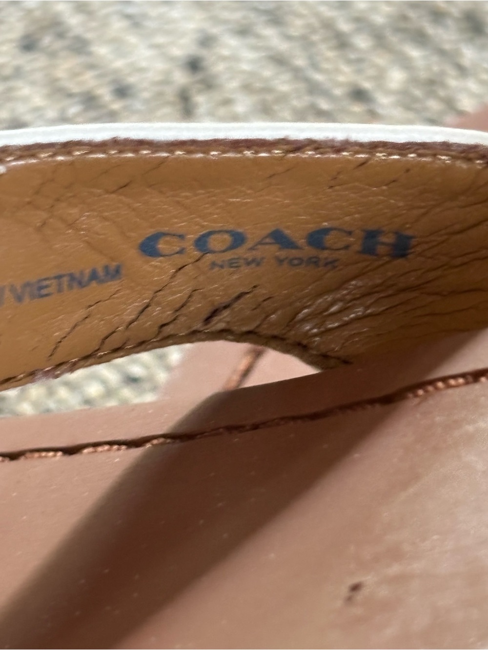 Coach White Leather Platform Thong Sandals with Brown Footbed - Picture 8 of 15